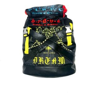 Diesel M Tokyo XX Backpack Techno Logical Dream Graphic Bag Black Yellow